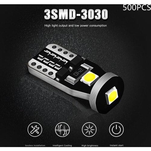 500PCS T10 Led Canbus W5W Bulbs 168 194 6000K White Signal Lamp Dome Reading License Plate Car Interior Auto 12V