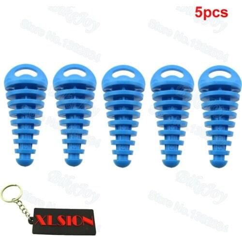 5x Blue Muffler Exhaust Pipe Silencer Wash Plug For 2-Stroke CR KX RM YZ 80 85 125 150 250 Motorcycle