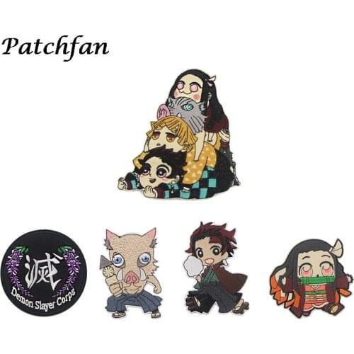A4275 Patchfan Anime Iron on Clothes Patch Badges Kawaii Embroidery Apparel Garment Bags T-shirt DIY Patch