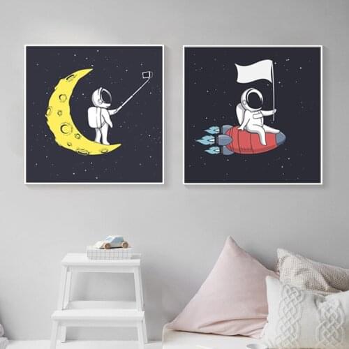 Astronaut Modern outer space cartoon decoration canvas drawing living room bedroom childrens room anime decor