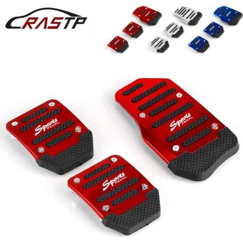 RASTP - 3Pcs Aluminum Car Manual Series Automatic Brake Accelerator Non-slip Foot Rest Pedal Pad Cover Car Accessories RS-ENL018