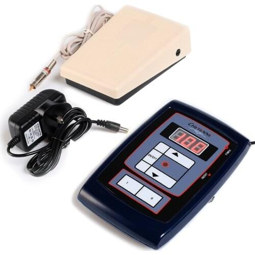 Wholesale Tattoo Power Supply With Foot Pedal Switch LCD Digital Footswitch Makeup Tattoo Machine pen professional tattoo kit