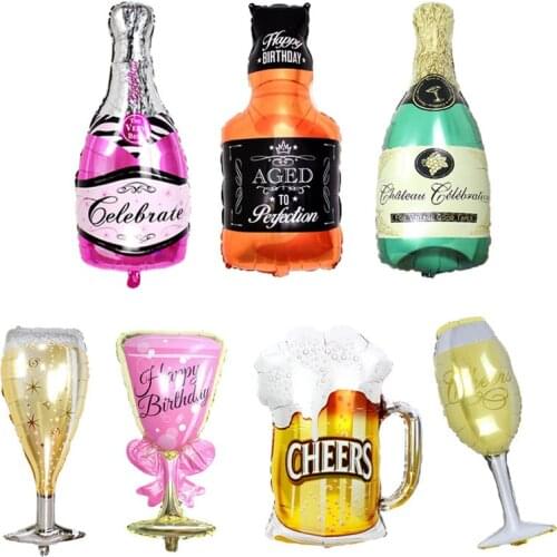 Large beer cup Balloons Gold Whiskey Wine Bottle Shape Foil ballons Inflatable helium globos birthday party decorations adult