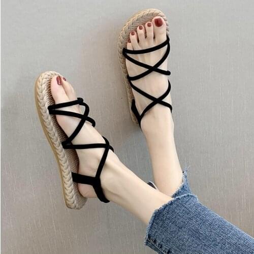 Sandals Fairy Style With Skirt 2021 New Versatile Student Ins Trendy Flat Shoes Summer Roman Style Shoes gothic kawaii shoes
