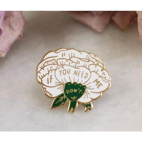If You Need Me Flowers Brooch Pins Enamel Metal Badges Lapel Pin Brooches Jackets Jeans Fashion Jewelry Accessories