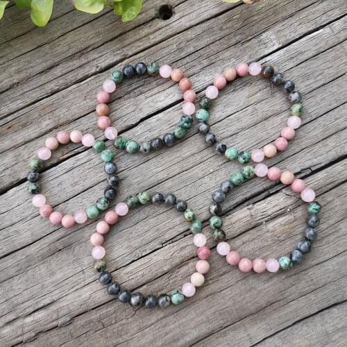 8mm Natural Stone Beads,Prayer Bracelet,African Turquoise,Rose Quartz,Pink, JapaMala Bracelet,Spiritual Jewelry,Meditation Beads
