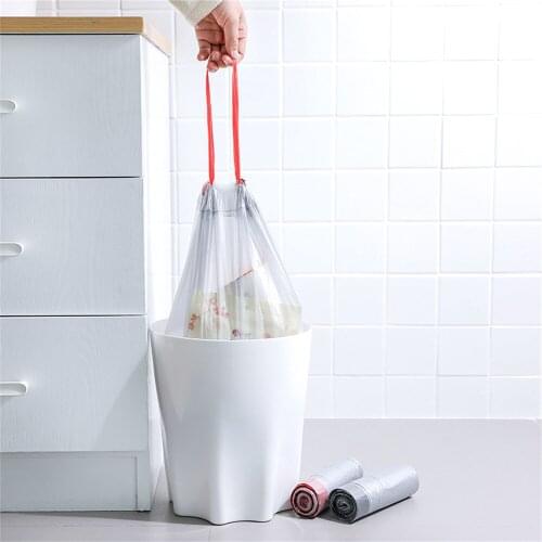 Household Portable Thickened Garbage Bag Drawstring Closure Kitchen Waste Trash Bag Disposable for Bucket Garbage Rubbish Bag