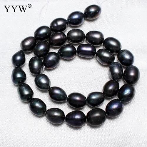 Black 10-11mm Cultured Potato Freshwater Pearl Beads 1mm Hole 15.5Inch/Strand for DIY Bracelet Necklace Jewelry Making Accessory