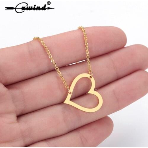 Cxwind Fashion Heart Pendant Necklaces for Women Punk Choker Jewelry Link Chain Statement Necklace Gifts Collier Bijoux Femme
