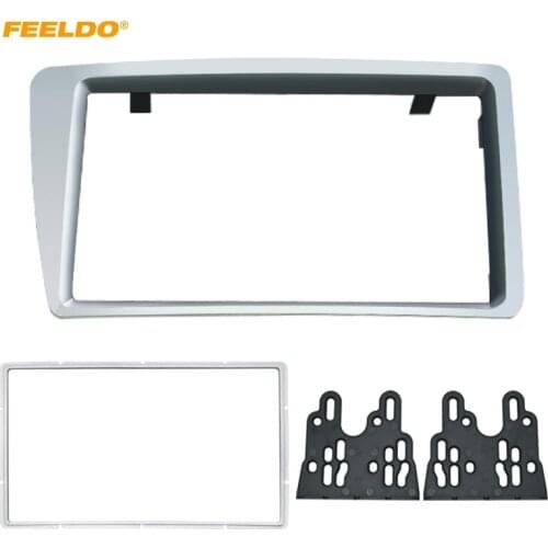 FEELDO Bright Silver 2 Din Car Stereo Radio Fascia Frame for Honda Civic RHD 2001-06 DVD Mount Panel Frame Trim Kit #FD4957