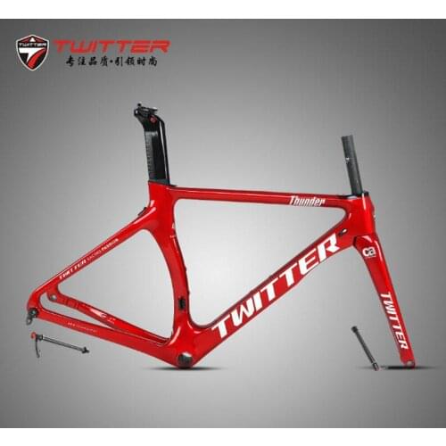 Carbon Road Bike Frame Twitter Thunder 700C Seatpost Fork Disc Brake Thru Axle F12*100mm R12*142mm Racing Cycling Wind Breaking