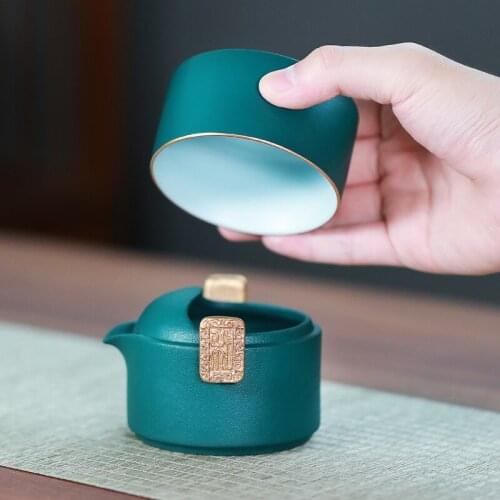 Kiln Baked Japanese-Style Ceramic Quick Cup Travel Tea Set Outdoor Portable Single Person Tea Cup Practical