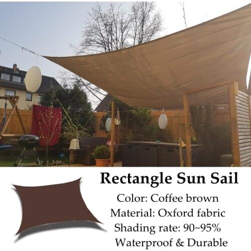 Coffee Brown Rectangle Pergola Oxford Sun Sail Shading 95% Waterproof Camping Outdoor Anti-UV Terrace Tent Garden Gazebo Awning