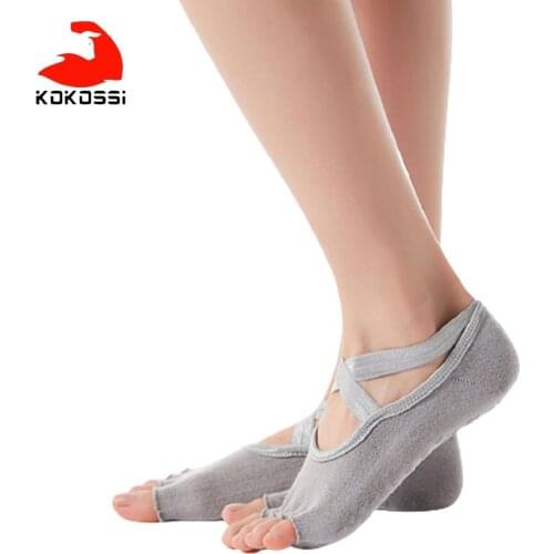 KoKossi Cross Open Toe Yoga Socks Breathable Comfortable Soft Shockproof Non-slip PVC Particles Sports Fitness Yoga Socks