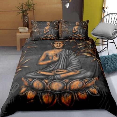Buddha Statue Bedding Set Scenery Duvet Cover Sets Comforter 3d Bed Linen Twin Queen King Single Size Dropshipping Religion