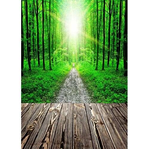 Forest Pathway Wood Plank Vinyl Backdrops for Photography Portrait Baby Children Goods Photo Background Photo Studio Photobooth