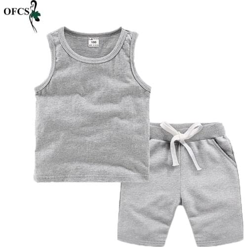 Summer Children Clothing Sets Pure Color Girls Clothing Sets Vest Top+pant 2Pcs/sets Kids Casual Boys Clothes Sport Suits Outfit