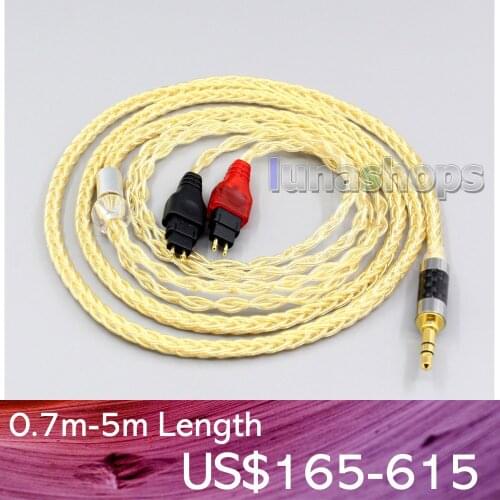 LN006491 6.5mm 8 Cores 99% Pure Silver + Gold Plated Earphone Cable For Sennheiser HD420 HD442 HD425 HD430 HD440 HD450 HD480 HD4
