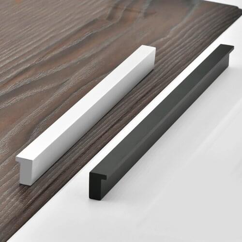 Furniture Handles Stainless Steel L Bar Handles for Furniture Black Cabinet Knobs and Handles Pull for Drawer Cupboard Door