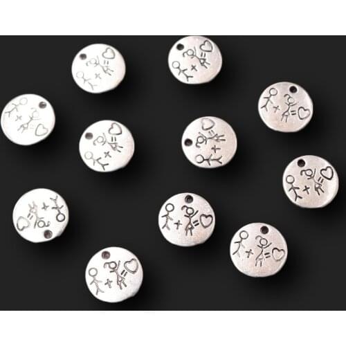 Love Metal Tag Pendant, Male and Female Love Formula Charms, Love Charms, Lovers Charms, DIY Jewelry Crafts Making 13mm A2313