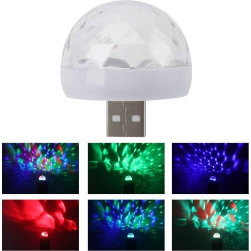 Mini USB LED Disco Stage Light Crystal Magic Ball RGB Color Stage Lighting Effect DJ Lighting Effect for Home Party Club Bar