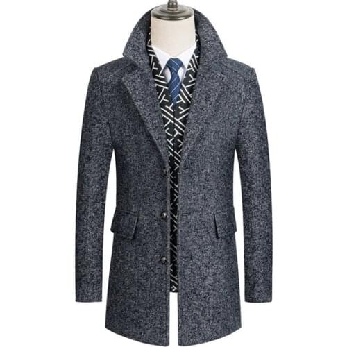 Men Wool Blends Coats Winter New Scarf Collar Woolen Men Overcoat Thick Luxurious Windbreaker Jacket Brand Clothing