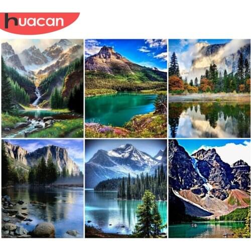 HUACAN Paint By Number Lake Drawing On Canvas HandPainted Painting Art Gift DIY Pictures By Numbers Nature Kits Home Decor