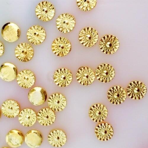 50pcs/pack Japan Korea Alloy Nail Art 5mm Gold Silver Little Daisy Metal Accessorie Collection for Phototherapy Nail Sticker DIY