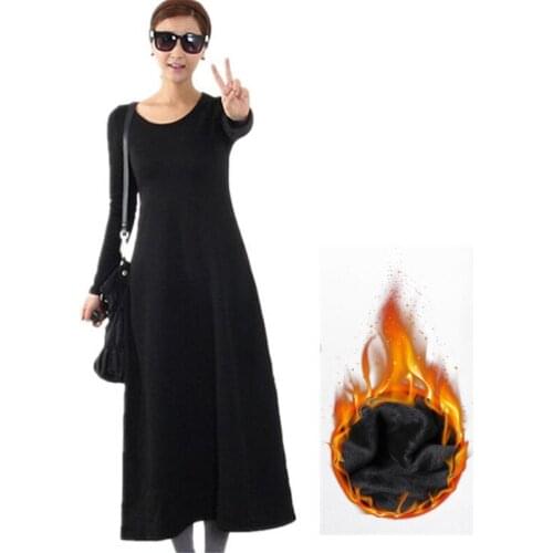 New 2020 Winter women casual vintage Plush knit dress,warm Thick long maxi velvet dress,Autunm basic dress plus size 5XL 6XL 7XL