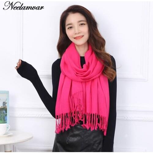 NEW Luxury Brand Women Scarf Soft Twill cotton Warm cape in Winter Fashion solid Shawls gifts 13 colors Wholesale