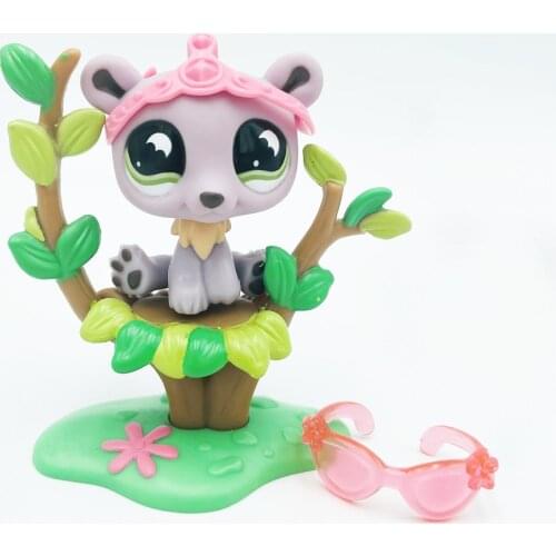 Original 5cm Cute toys Green trees purple Moon eye bear glasses Lovely Pet animal shop figure lpstoy littlest doll gift girl toy