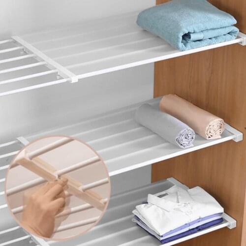 Adjustable Closet Storage Rack Nail-free Wall-mounted Space-saving Closet Closet Shelf Coset Decoration Shelf Cabinet Bracket