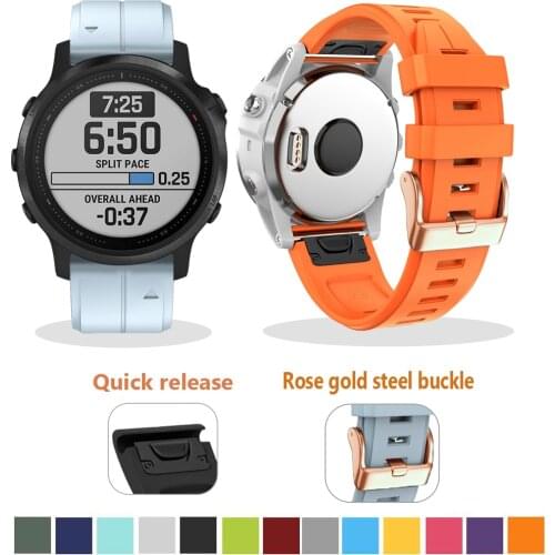 22 20mm smart watch Band For Garmin Fenix 6 6S 6X Pro 5X 5 5S Plus Rose gold buckle Straps Quick Release Strap Silicone Bracelet