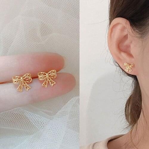 S925 Silver Earrings for Women Exquisite Bowknot Simplicity Earrings Fashion Light Student Accessories Jewelry Wholesale