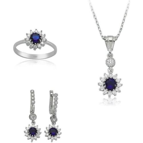 Silverlina Silver Blue Flower Women 'S Set
