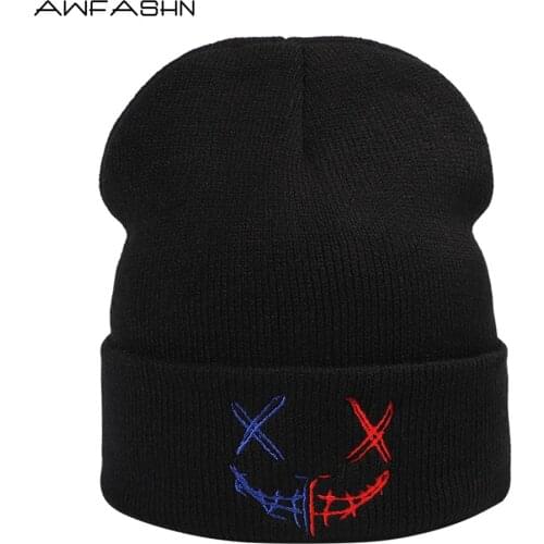 Winter New Mens Beanie Womens Knit Hat Pure Color Embroidery Autumn Outdoor Warm Skull Hat Fashion Cap Female Hats For Male