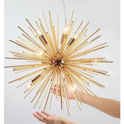 Creative Modern Nordic Art Golden Stick Iron Led E27 Pendant Light For Dining Room Living Room Bar Deco Lamps Dia 55/65cm 1015