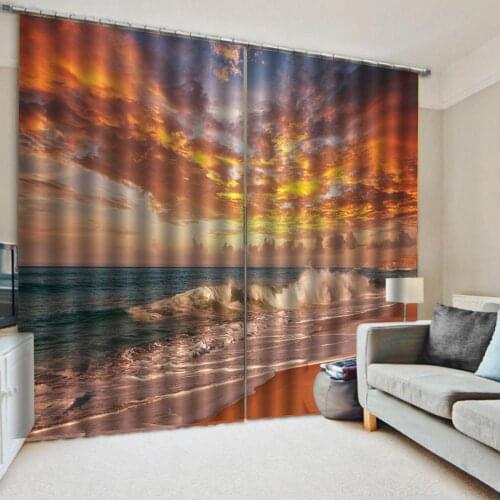 Stereoscopic curtains photo Blackout Window Drapes Luxury 3D Curtains For Living room same color sea sky curtains