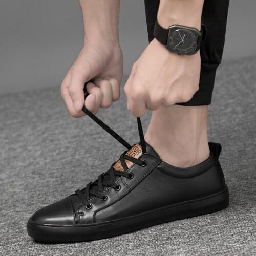 Genuine leather Men Casual Shoes Fashion Men Leather Breathable Soft Walking Footwear outdoor comfortable lace-up shoes men w5