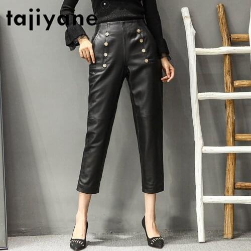 Tajiyane Women Bottoms Pants Real Sheepskin Harem Pants Woman High Waist Trousers Womens Cloth Oversize Spodnie Damskie TN1317