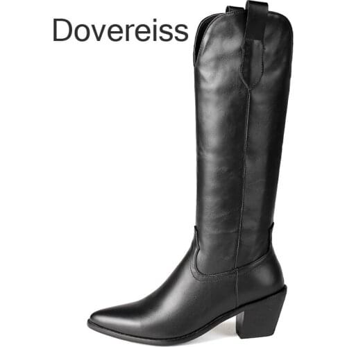 Winter for woman new fashion consice new brown white Zipper Pointed toe Block heels Knee high boots 34-46