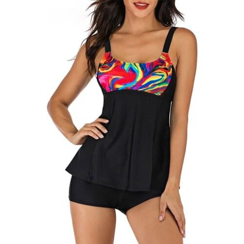 2021 Arrival Tummy Control Swimsuit Women Print Flower Bathing Suit Womens Vintage Retro Bodysuit Push Up Tankini Plus Size Wear