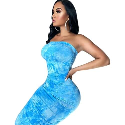 INS 2021 Summer New Plus Size Womens For Clothing One-shoulder Tube Top Fashion Self-cultivation Temperament Printed Dress