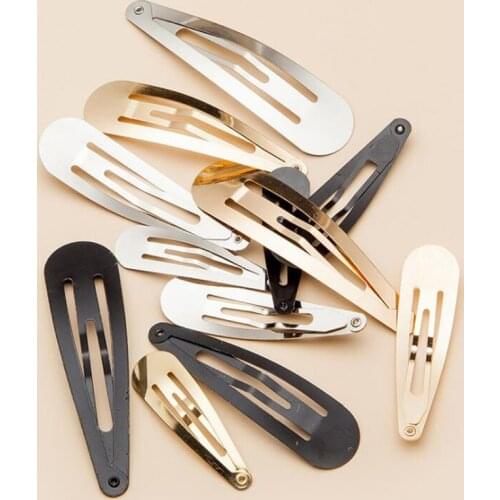 10 pieces/lot) Cute Drop Shape Black Hairpin For Girls Electroplate Metal Barrettes Bobby Pin Women Hair Clips 4 Sizes