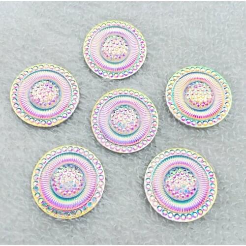 12pcs 25mm Crystal white AB color Resin Rhinestones Flat Back Beads Round Circle Shape For Clothes Dress Crafts -Y340