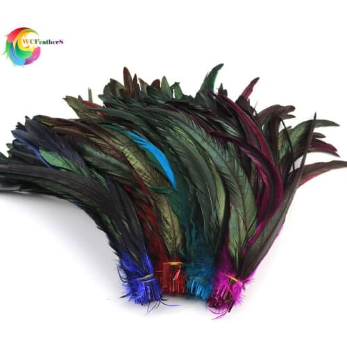 50 PCS Half Bronze Natural Dyed Rooster Tail Strung Feathers 30-35cm For DIY Headdress/ Handwork/ Craft Accessories Decoration