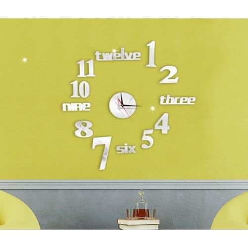Large 3D DIY Wall Clock Modern Design Silent Big Digital Acrylic Self adhesive Wall Clock Sticker for Living Room Decor