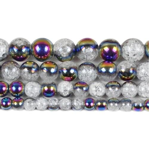 New Half Plating Glass Beads Smooth Loose Beads 6-12mm for Jewelry Making Charm Accessories DIY
