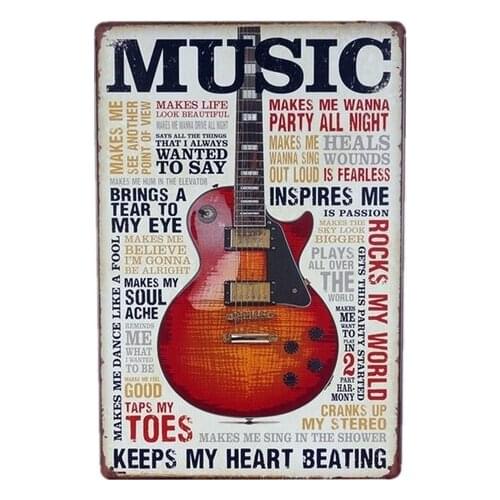 Country Music Guitar Vintage Metal Tin Signs Art Poster Cafe Bar Pub Painting Wall Stickers Home Decor Plaque Metal Plates