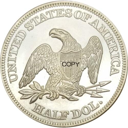 United States Liberty Seated Half Dollars No Motto Above Eagle 1848 Reeded Edeg Brass Plated Silver Copy Coin